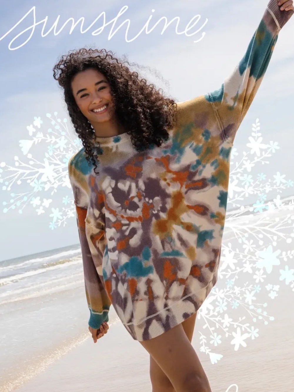 Natural Life Taylor Oversized Cotton Tie Dye Sweater Sunset